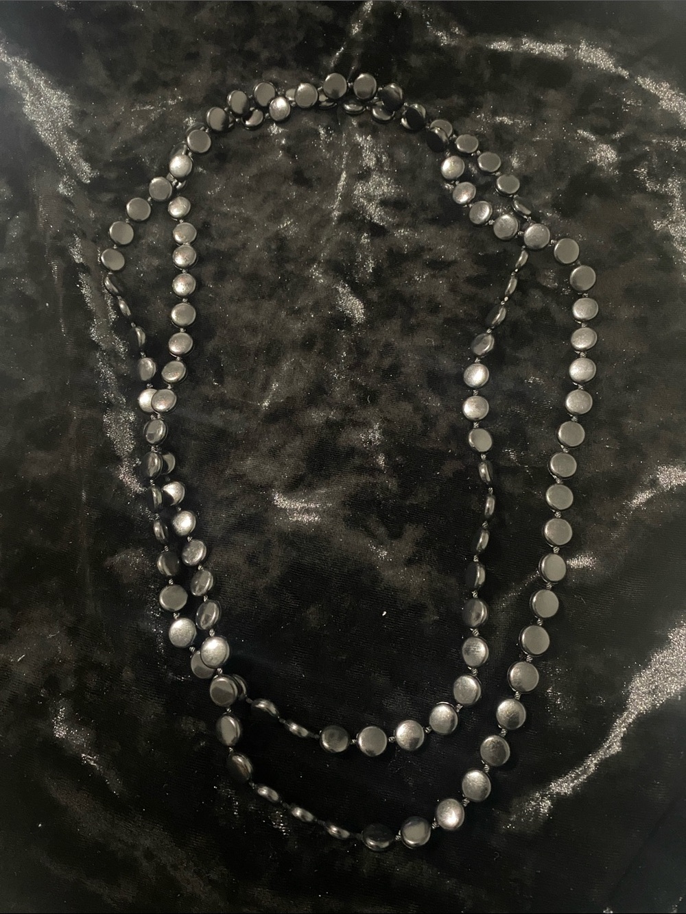 90s Vintage Black Beaded Long Necklace - Picture 3 of 4